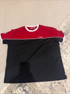 Rusty Red and Black Colorblock Polo Shirt